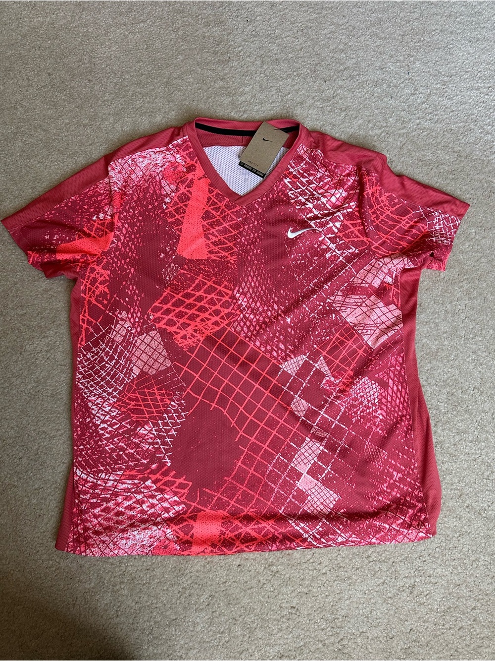 Nike Men’s Red Graphic V-Neck Athletic Shirt